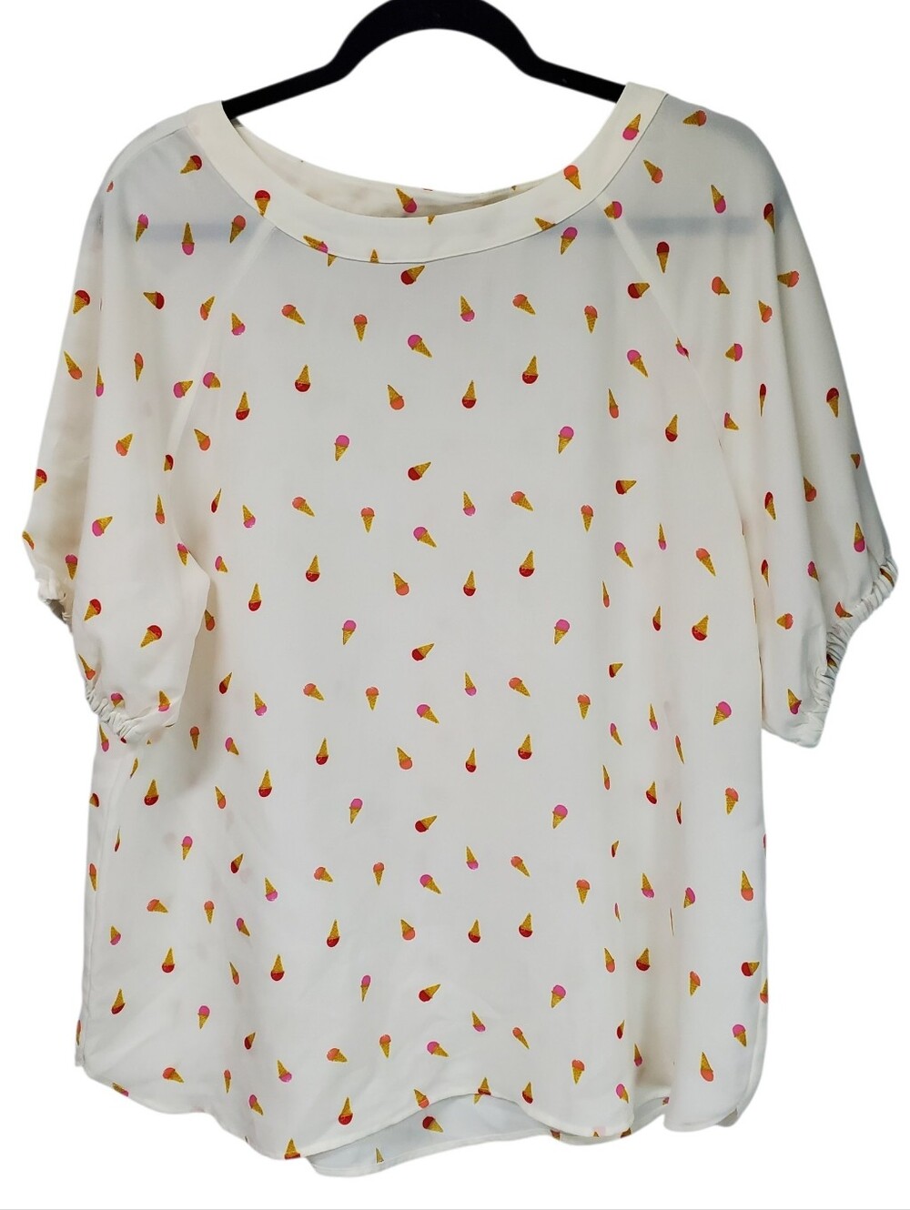 Office Siren Icecream Blouse LOFT Size Large Business Casual Novelty Print